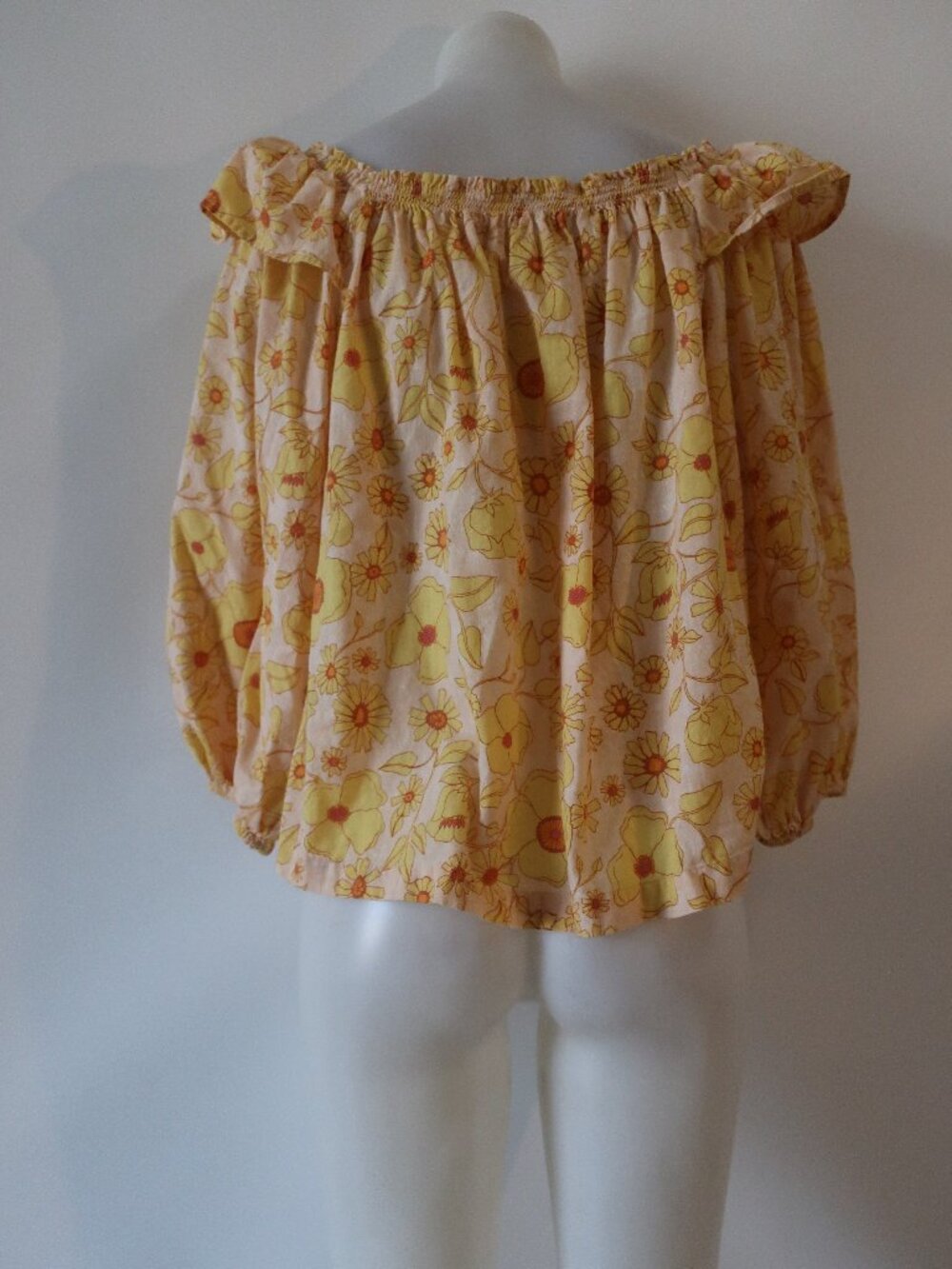 Womens Free People Yellow (Item- 4) Miss Daisy Cotton Floral Print Top S - Picture 8 of 12